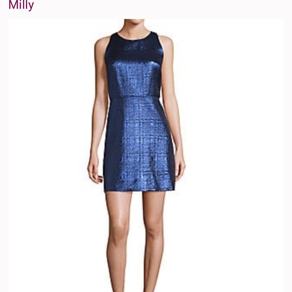 Milly Shimmering Navy Mini Dress